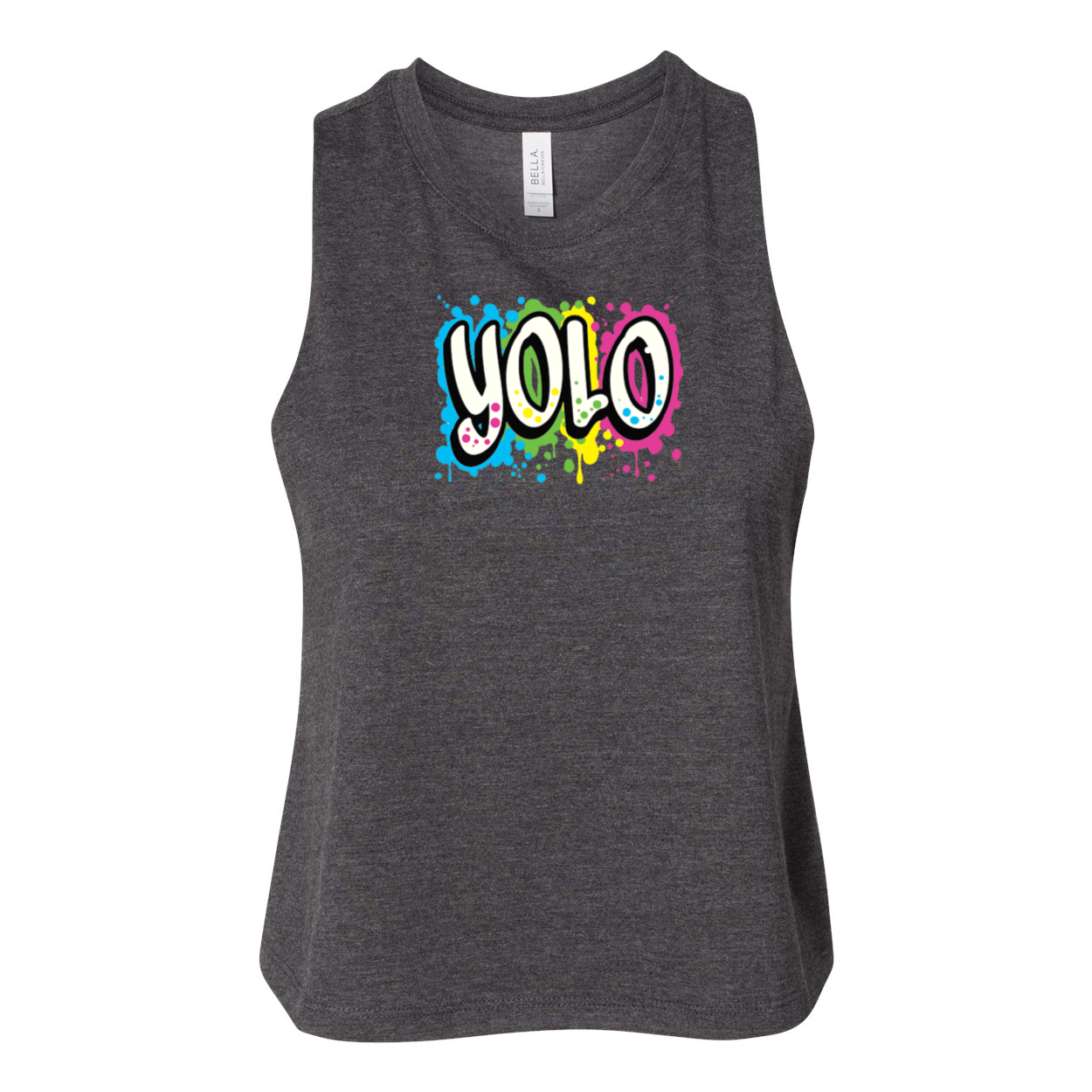 YOLO FITTED WOMEN'S GRAFFITI RACERBACK CROPPED TANK - Yolofitted