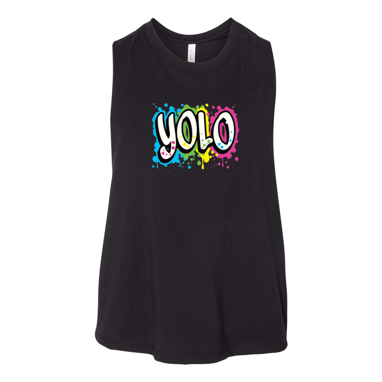 YOLO FITTED WOMEN'S GRAFFITI RACERBACK CROPPED TANK - Yolofitted