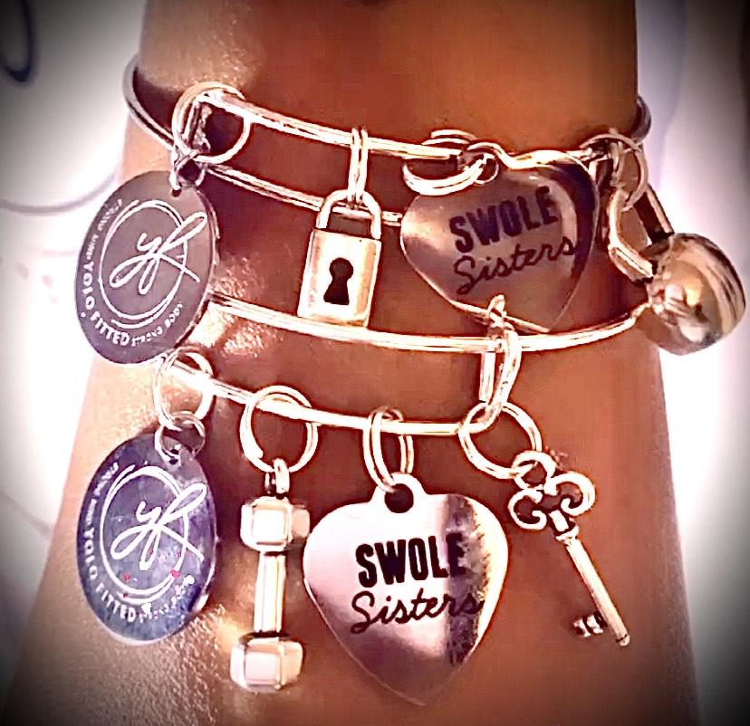 YOLO FITTED SIGNATURE "Swole Sister" Accountability Bangle Charm Bracelets - Yolofitted