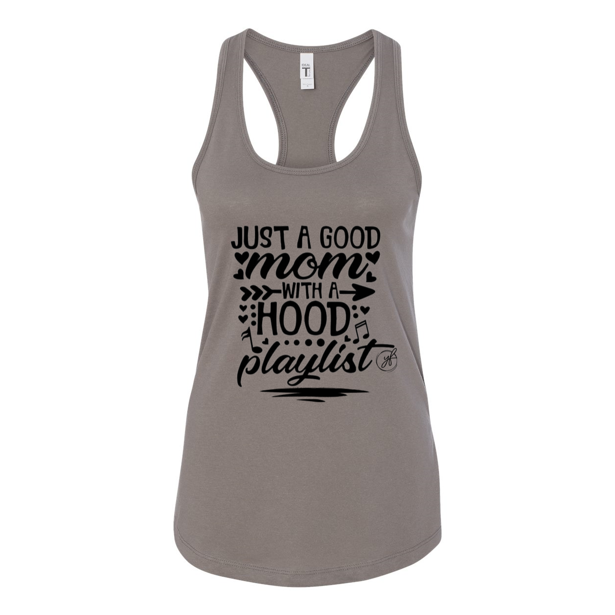 YOLO FITTED'S "JUST A GOOD MOM...."  WOMEN'S RACER BACK TANK - Yolofitted