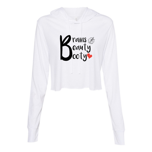 BRAINS, BEAUTY & BOOTY YOLO FITTED CROPPED HOODIE - Yolofitted