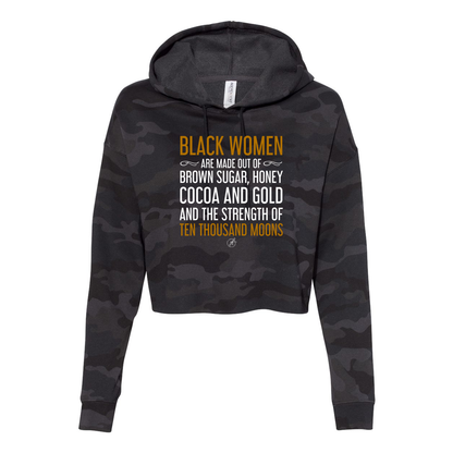 YOLO FITTED'S, "BLACK WOMEN ARE MADE OF...." 100% COTTON CROPPED HOODIE