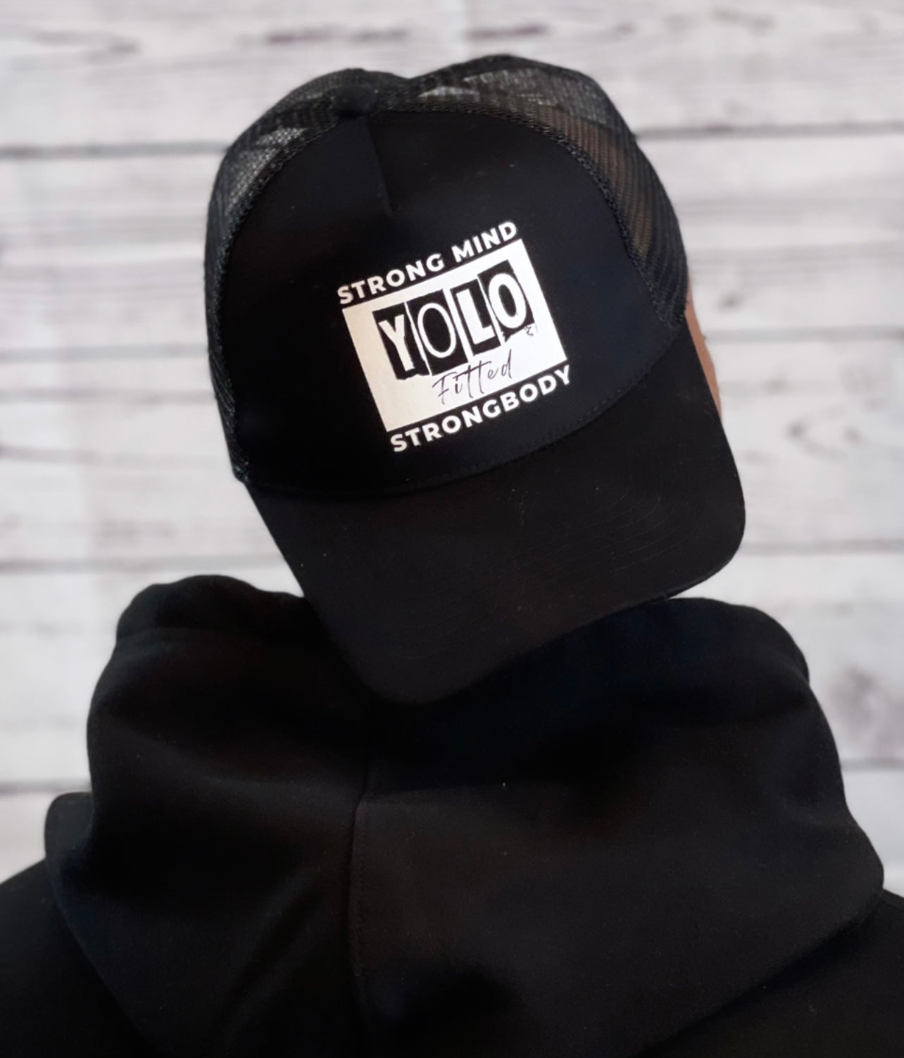 YOLO FITTED BLOCKED “YOLO” TRUCKER HAT